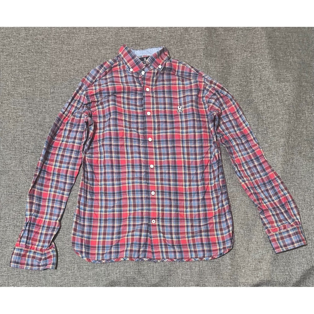 Psycho Bunny Men's M Plaid Long Sleeve Shirt‎